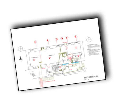 Drawing of first floor at Fethard Town Hall.