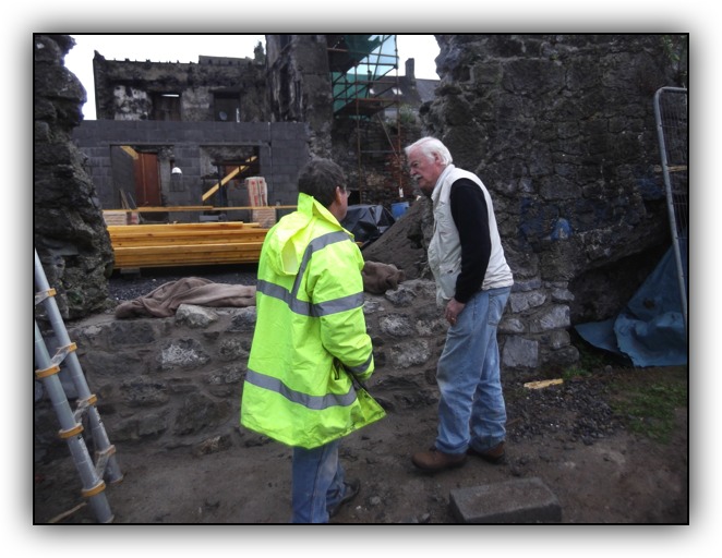 Inspection of works at fethard wall.