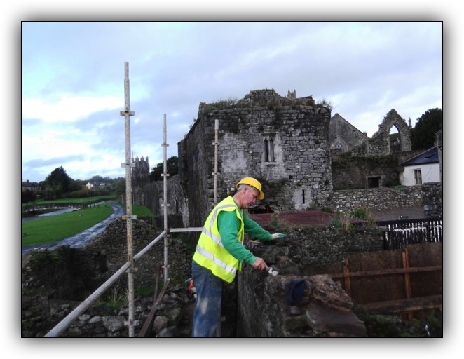 Inspection of works at fethard wall.