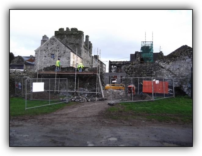 Inspection of works at fethard wall.